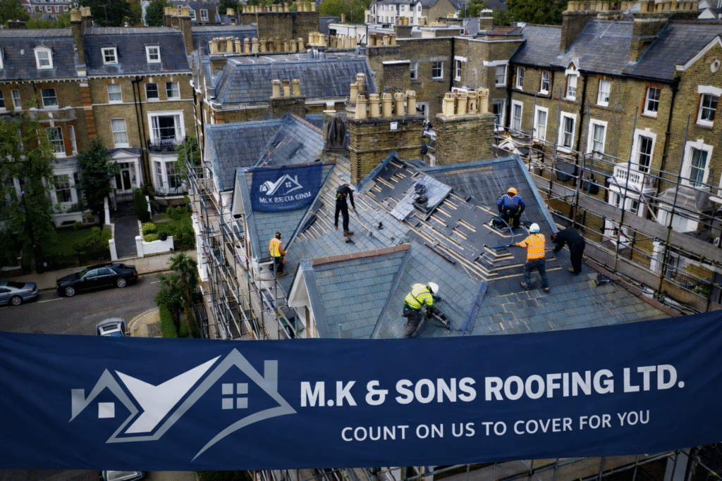 New roof installation on a residential property in Basingstoke, showcasing professional roofing work and modern materials.