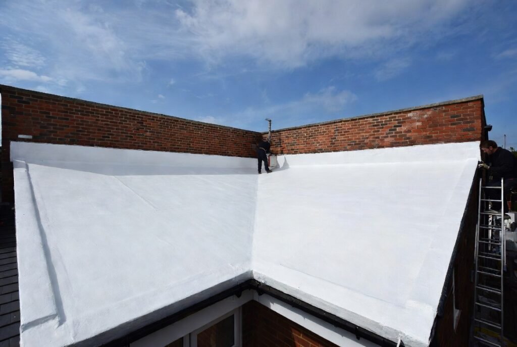 GRP fibreglass flat roof replacement project in Hayes UB3 West London by expert local roofer west london – M.K & Sons Roofing Ltd