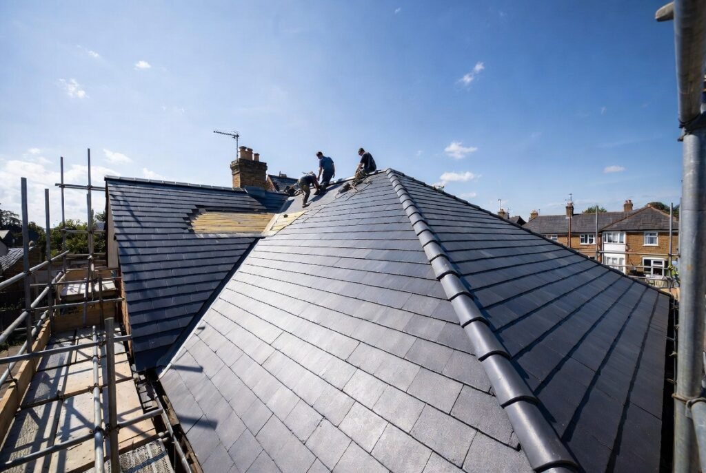 New pitched roof installation completed in Richmond West London by M.K & Sons Roofing Ltd