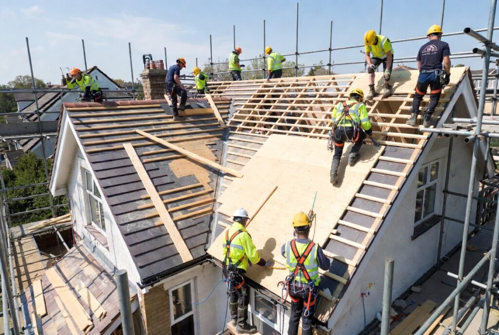 Local roofer west london installing new pitched roof on house in Ealing – M.K & Sons Roofing Ltd