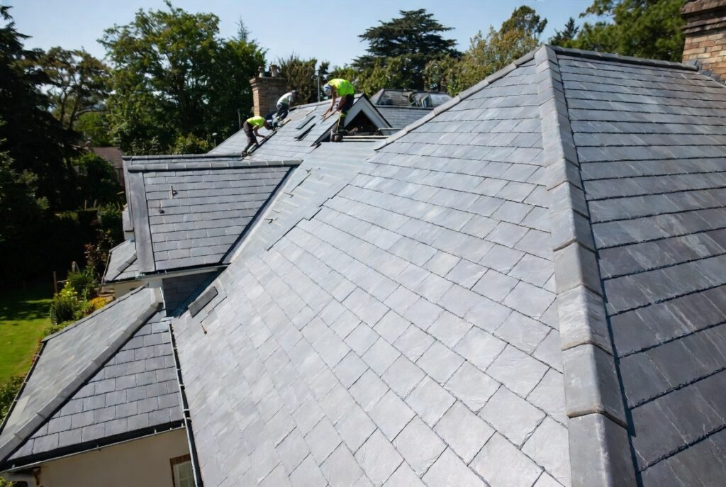 Luxury pitched roof installation near Hayes UB3 with premium slate tiles