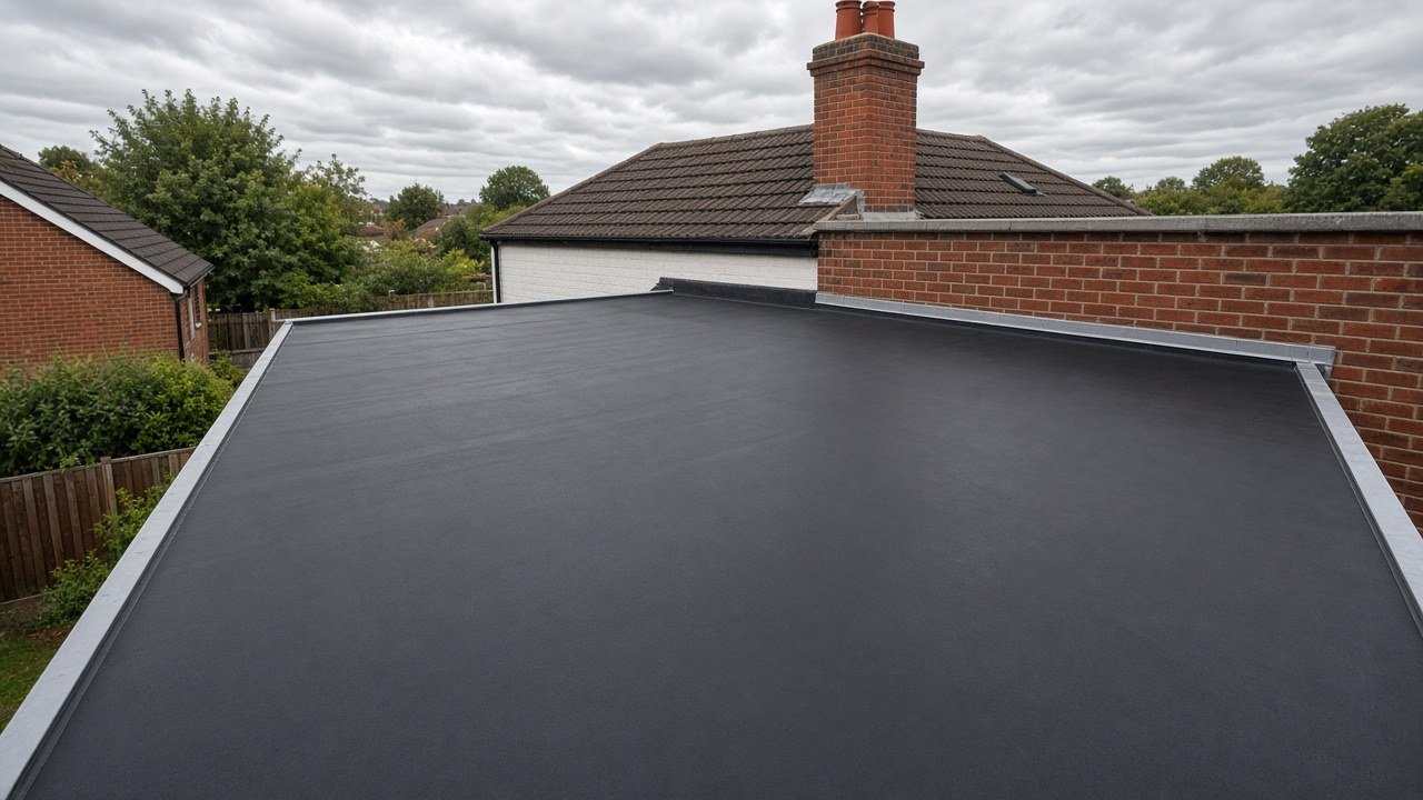 New roof installation Wembley — EPDM flat roof replacement on a rear extension